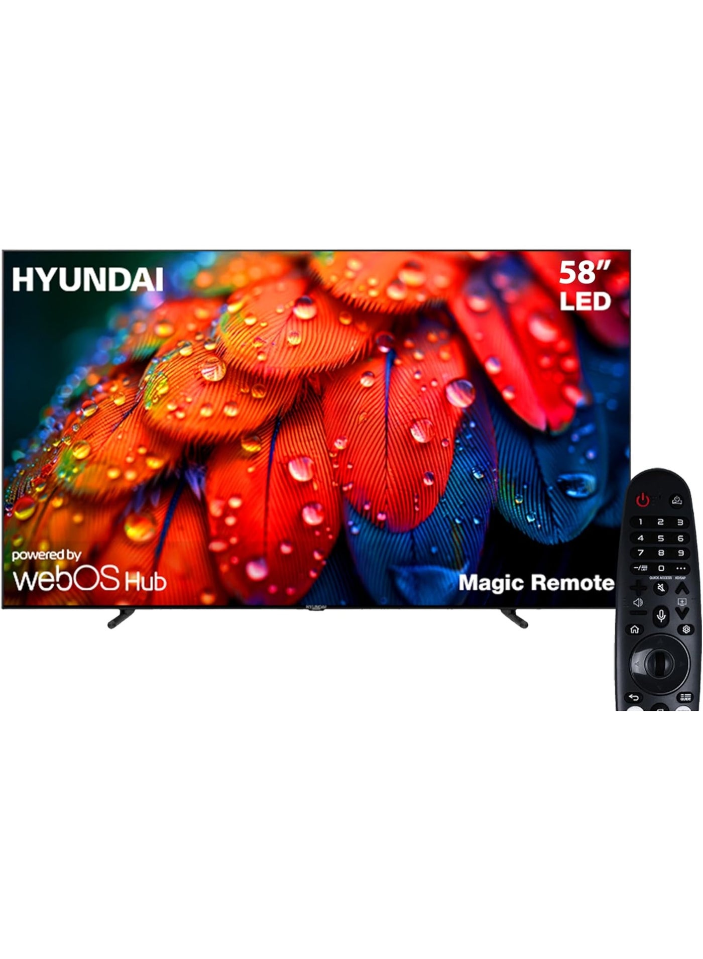 هيونداي تلفزيون ويب او اس 4 كيه الترا اتش دي ذكي 58 بوصة بدون اطار مع ريسيفر مدمج، اسود - L58HYNDA650